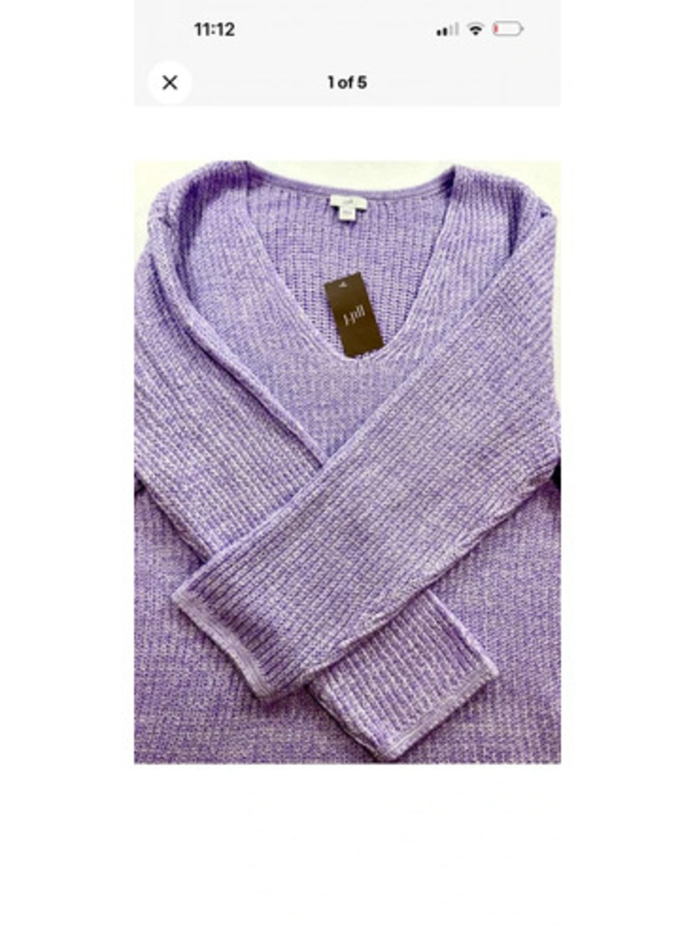 J.Jill Lavender Purple Open Knit V-Neck Sweater Tunic – Size L – NWT
